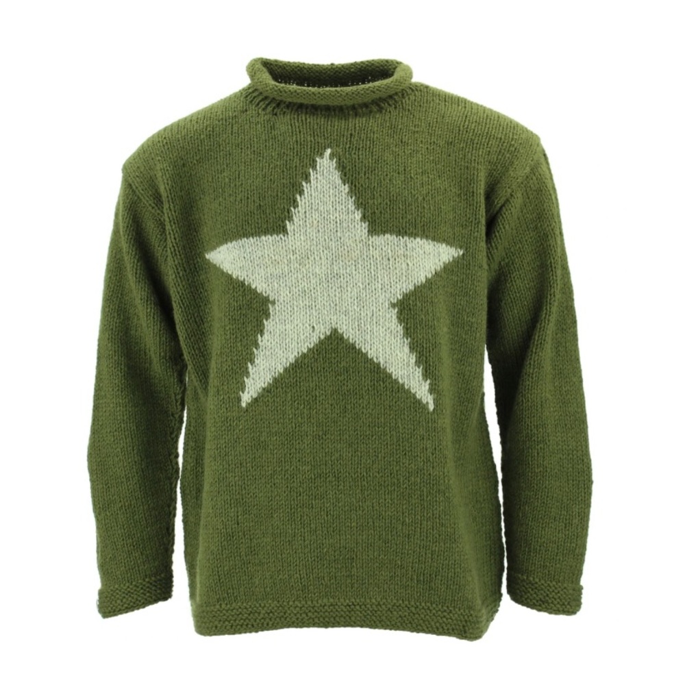 SOLD Olive Green & White Star Sweater